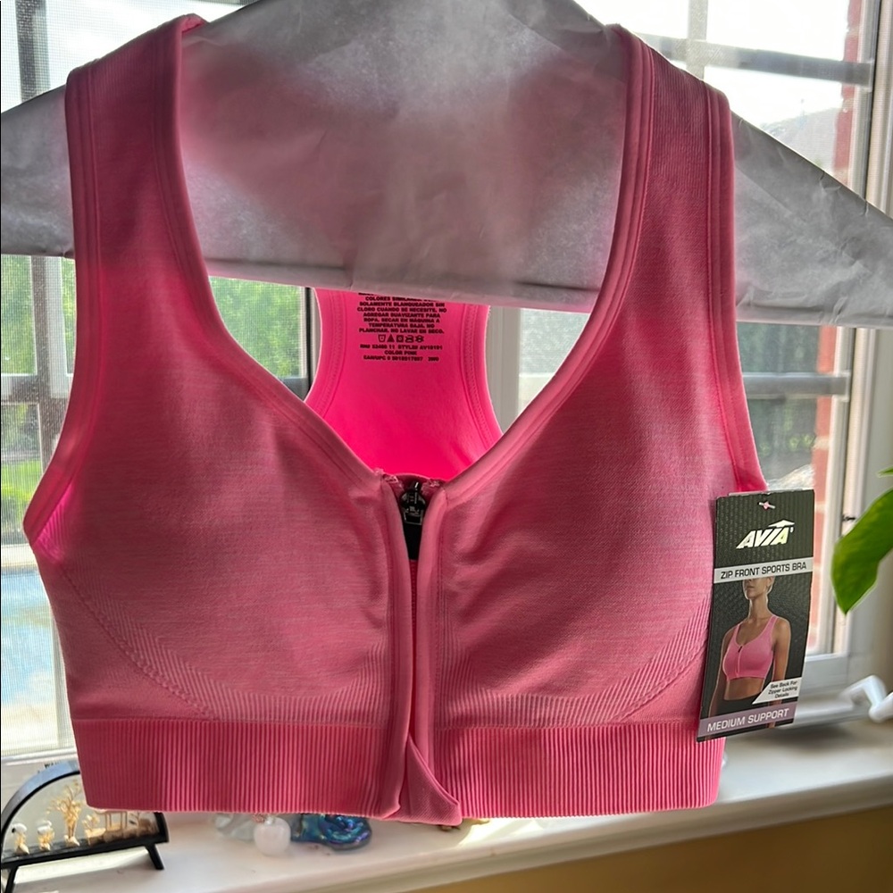 Racerback Sports Bra with “Front Zipper” size Medium 
by Avia 
NEW with Tags